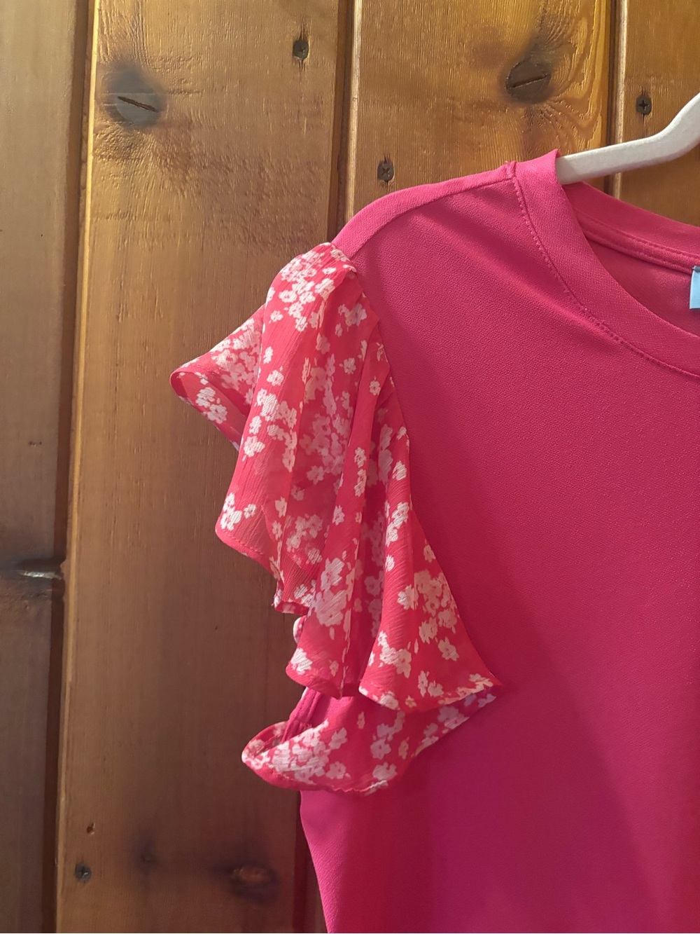 CeCe Pink Ruffle Sleeve Blouse - Picture 2 of 4